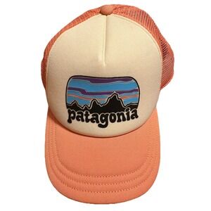 Patagonia Trucker Hat Snapback Pink White Mesh Cap Logo Outdoor Hiking Adjustabl